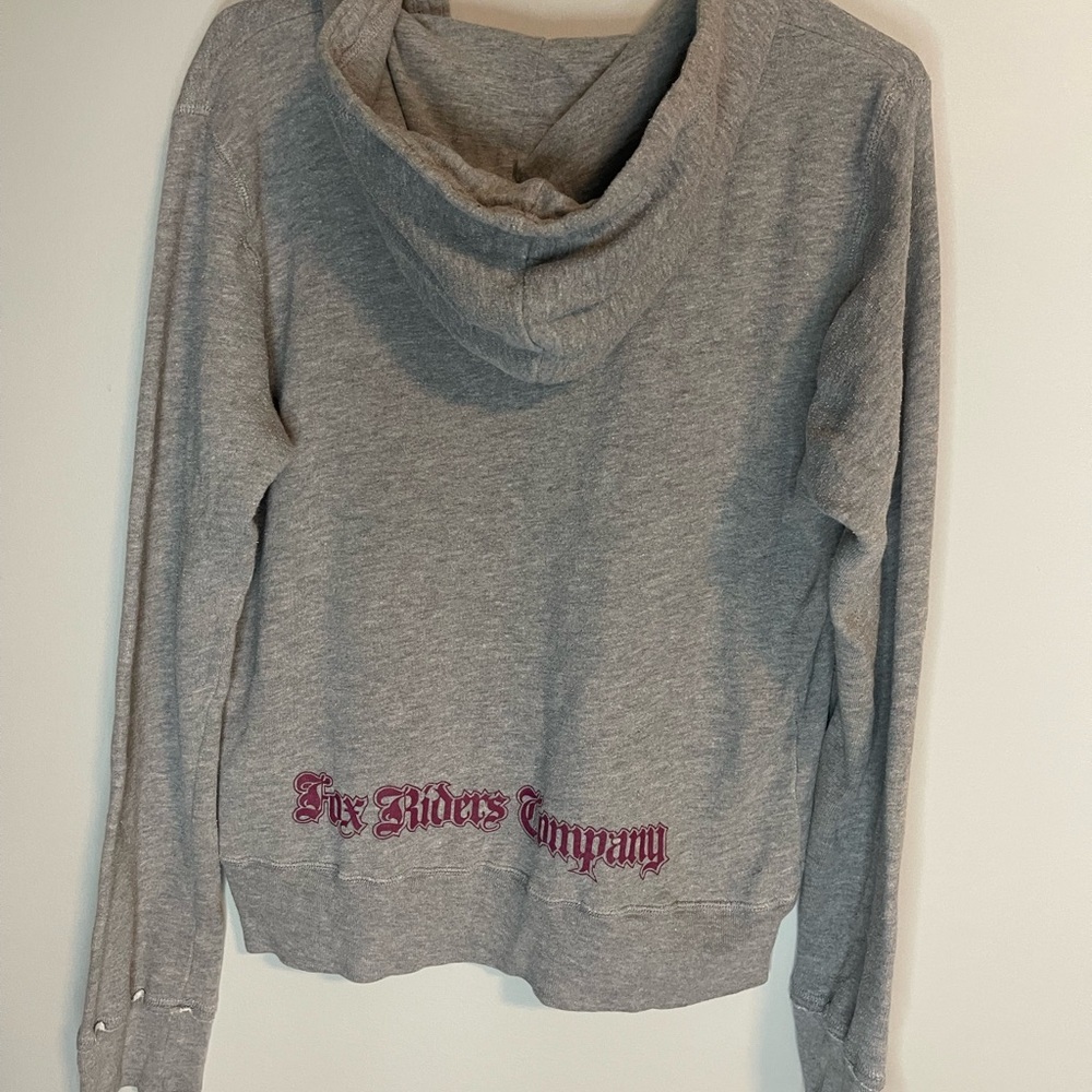 Fox Gray V-Neck Hoodie Sweater Soft Knit Casual Y2K size Large - Picture 7 of 12